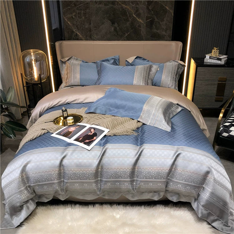 New Luxury Black Gold Yarn-dyed Jacquard Egyptian Cotton Beddiing