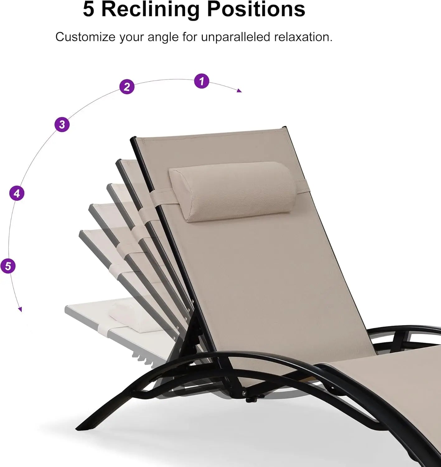 Patio Oversized Chaise Lounge Chair Set with Side Table Pool