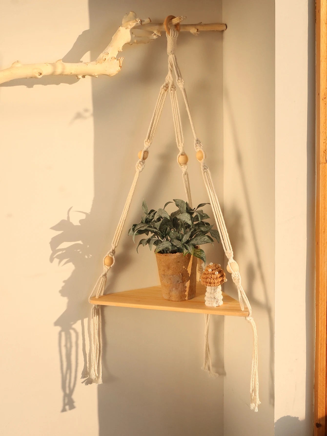 Macrame Floating Wall Shelf Organizer Boho Room Nordic