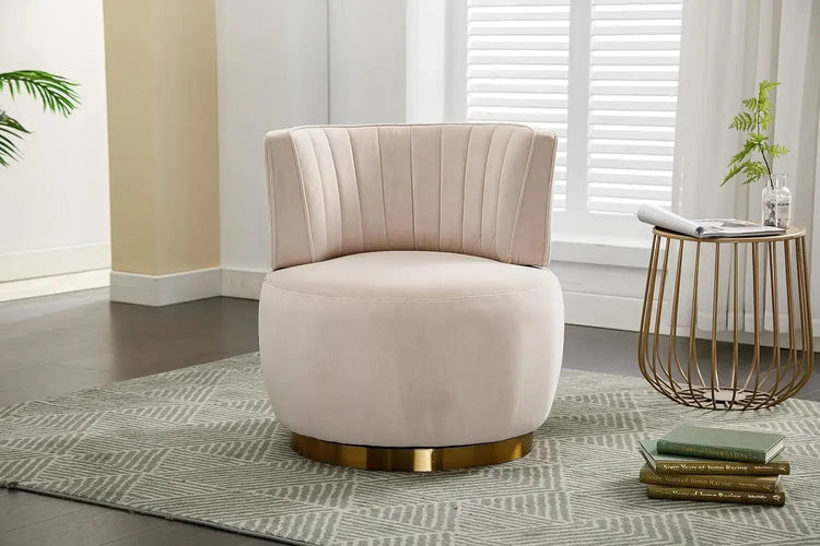 Swivel Barrel Chairs for Living Room Set of 2, 360 Degree Comfy Modern Round Chair Velvet Gold Accent Upholstered Armchair Arm.