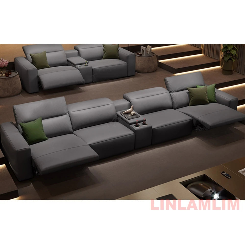 Dual Motors Electric Recliner Sofa – Genuine Leather Power Headrests