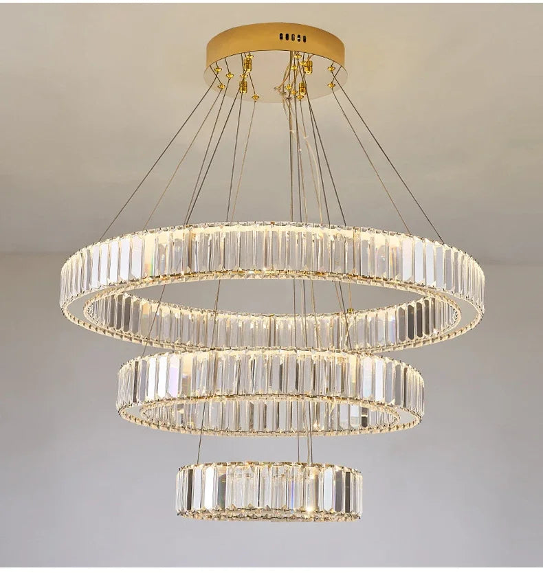 Modern Luxury Ring Crystal Led Ceiling Chandelier Living Dining Room Bedroom Lustre Decor Pendant Lights Hanging Lamp Fixture