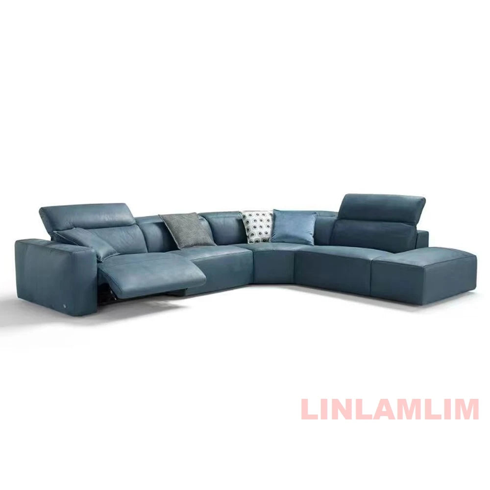 Dual Motors Electric Recliner Sofa – Genuine Leather Power Headrests