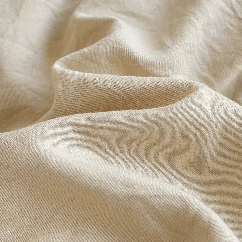 Solid Bed Linen Cotton Bedding Set 4pcs with Sheet Duvet Cover, Pillowcases.