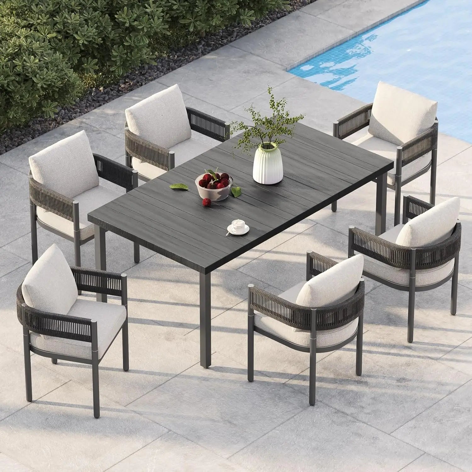 Outdoor Dining Set for 6, 7 PCS Patio Table and Chairs Set