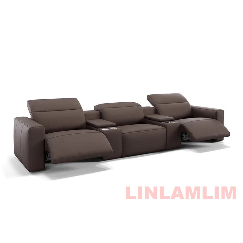 Dual Motors Electric Recliner Sofa – Genuine Leather Power Headrests
