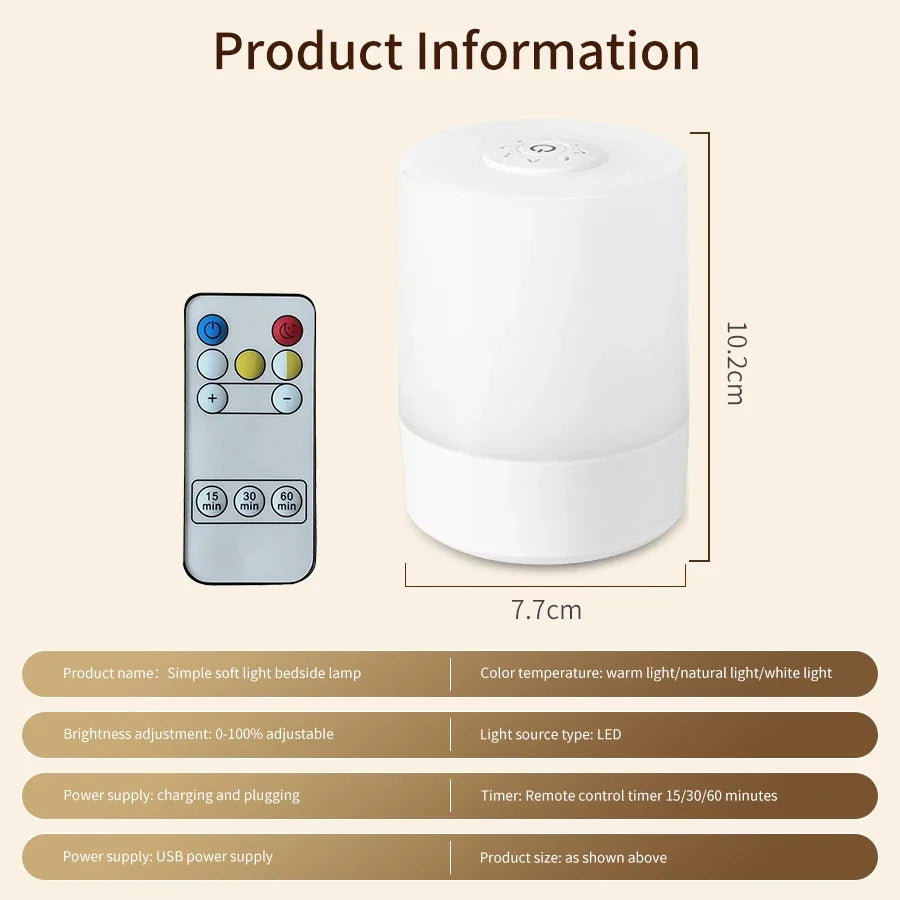Bedside Led Night Lights Dimmable Charging