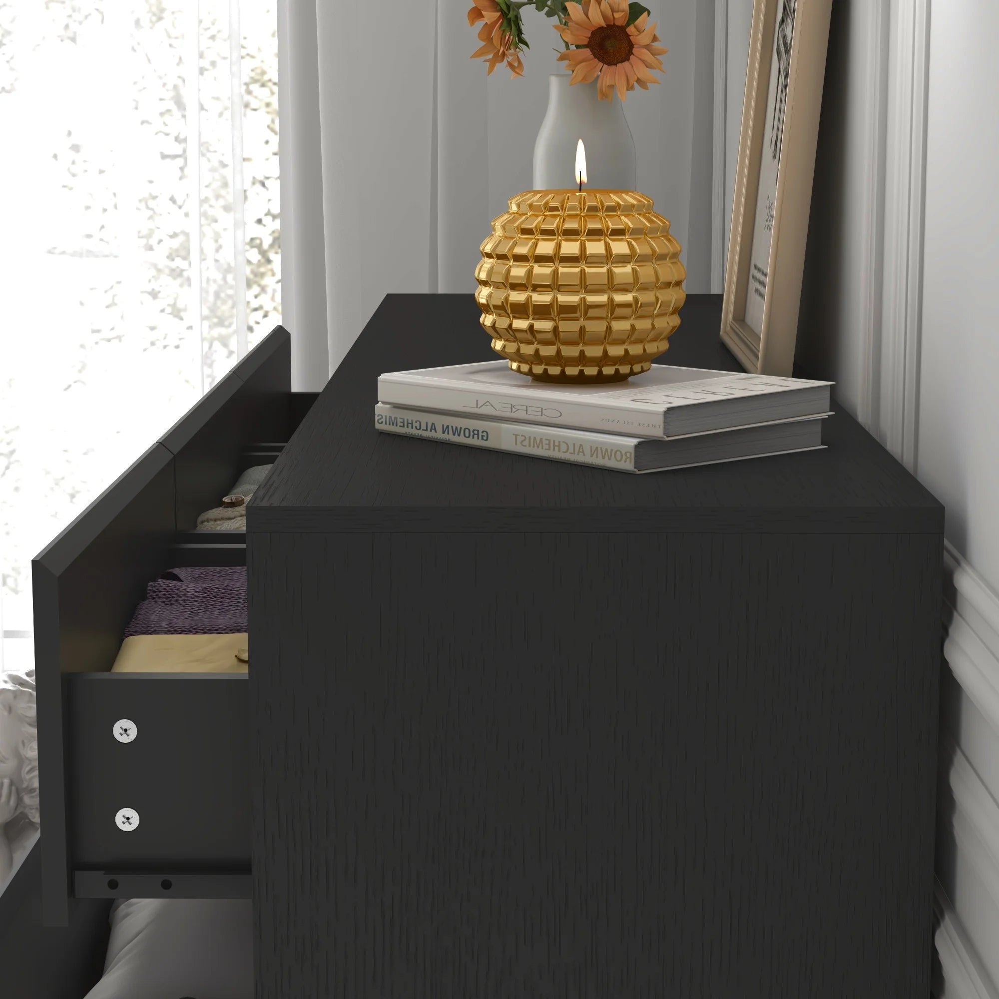 7 Drawer Dresser for Bedroom, 55 Inch Modern Design