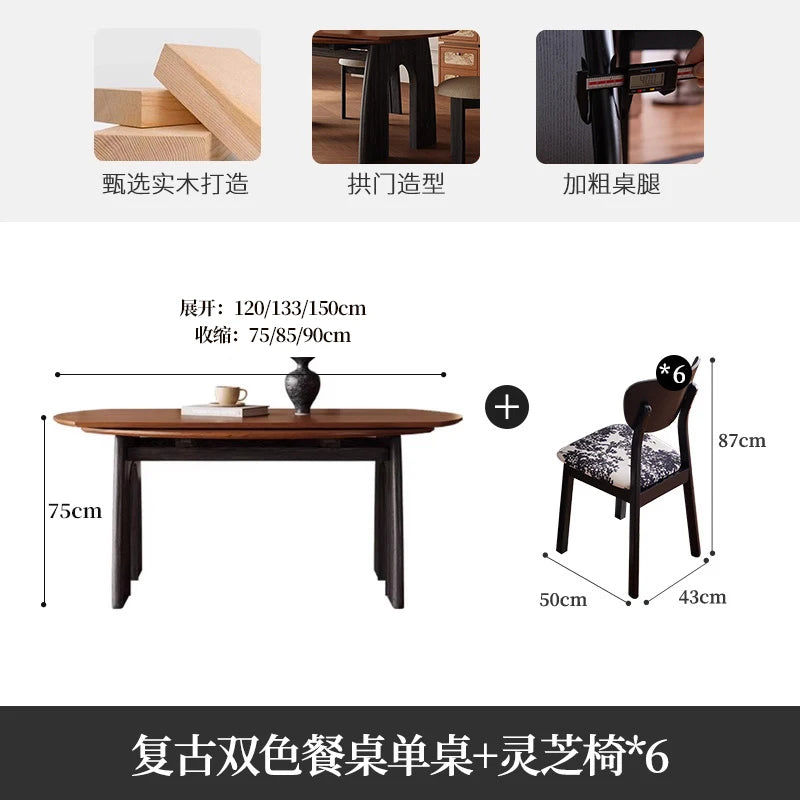 Italy Luxury Dining Table Wood Vintage Minimalist Design Dining Table Extendable Garden Conjuntos De Sala De Jantar Furniture