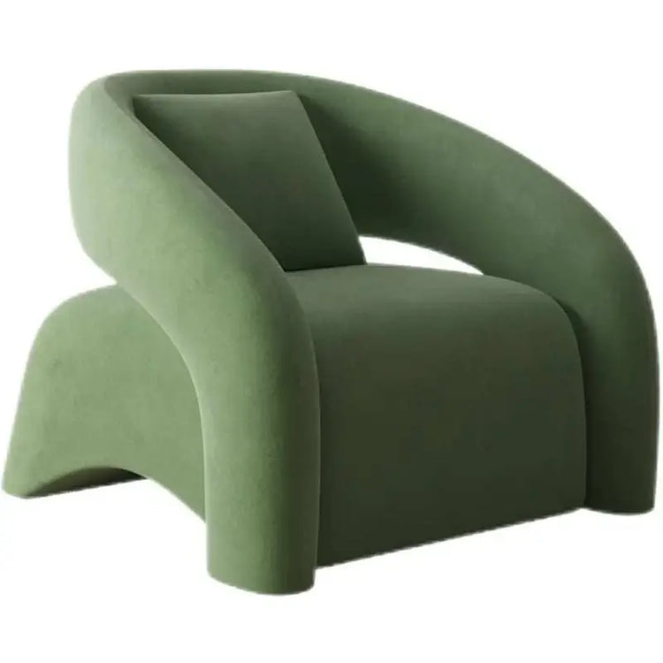 Green armchair with modern design on a white background