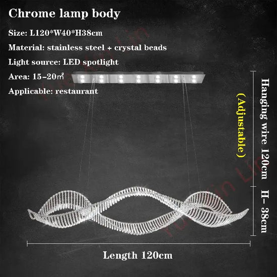 modern French crystal chandelier with chrome lamp body designed for restaurant lighting