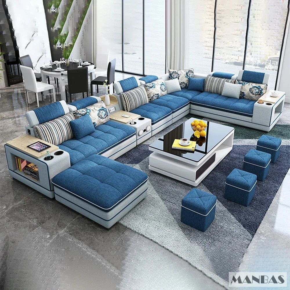 MINGDIBAO Nordic Fabric Sofa Set with Bluetooth Speaker & USB