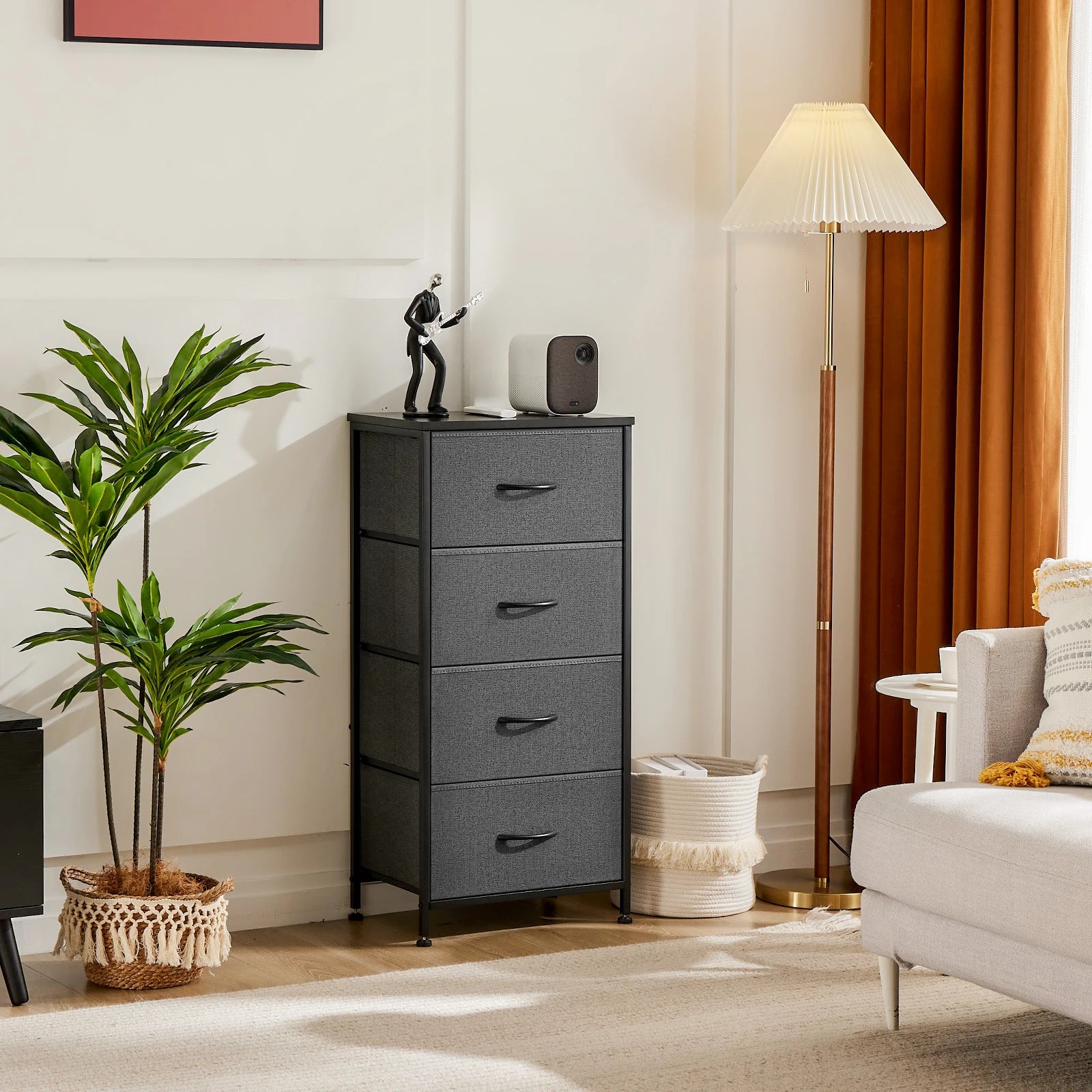 JHK 4-Drawer Fabric Dresser for Bedroom with Steel Frame Storage Cabinet