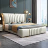Luxury upholstered bed frames featuring a stylish headboard and elegant design in a modern bedroom setting.