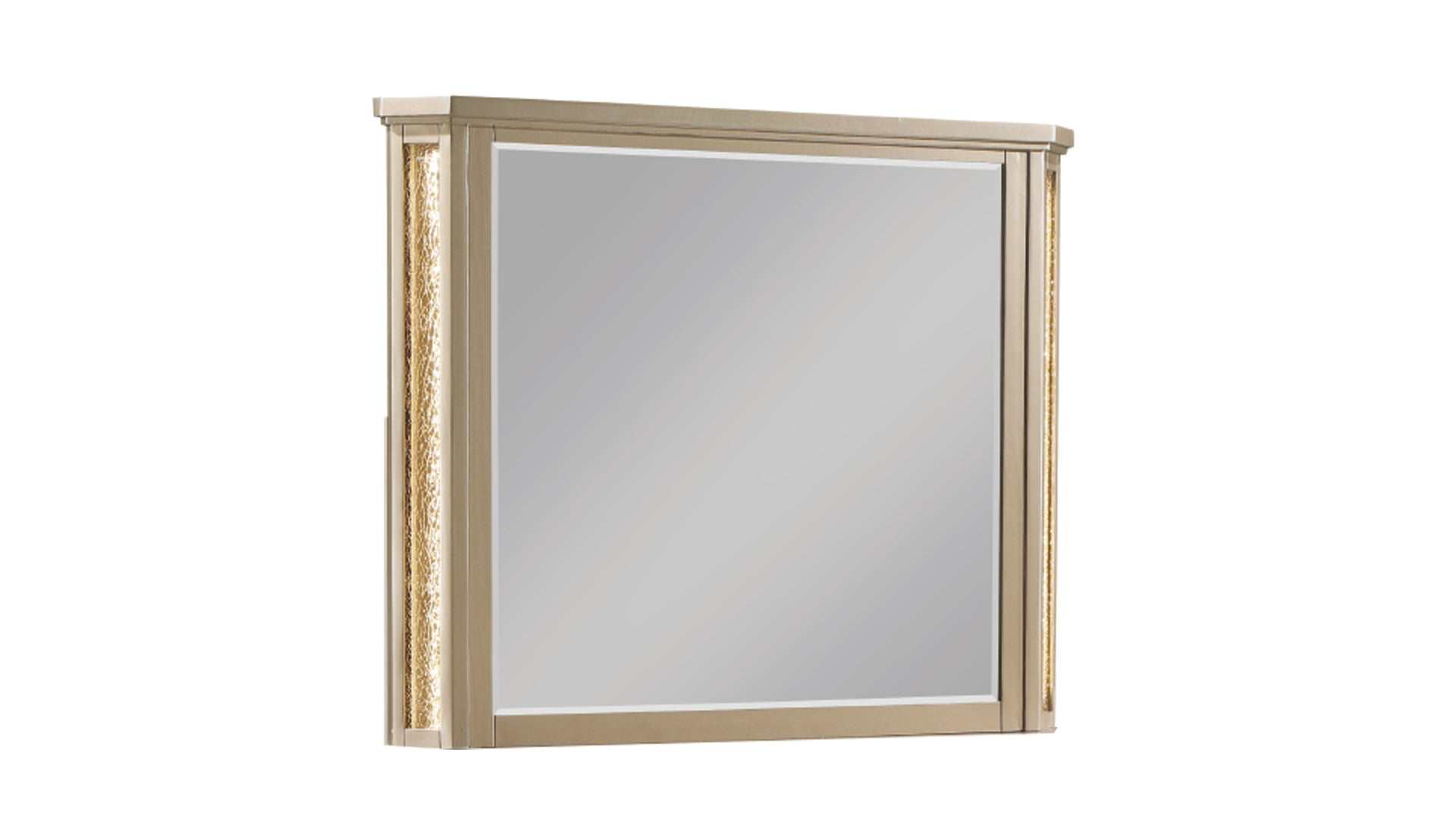 Rectangular mirror with decorative frame on a white background