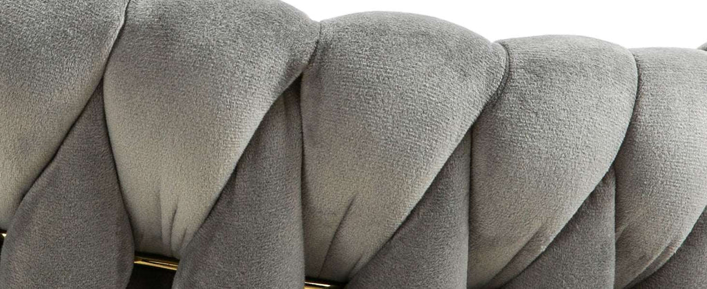 Close-up of a textured gray fabric surface