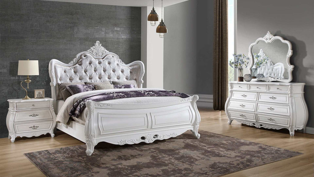 Modern 4-Piece Queen Bedroom Set in Pearl White
