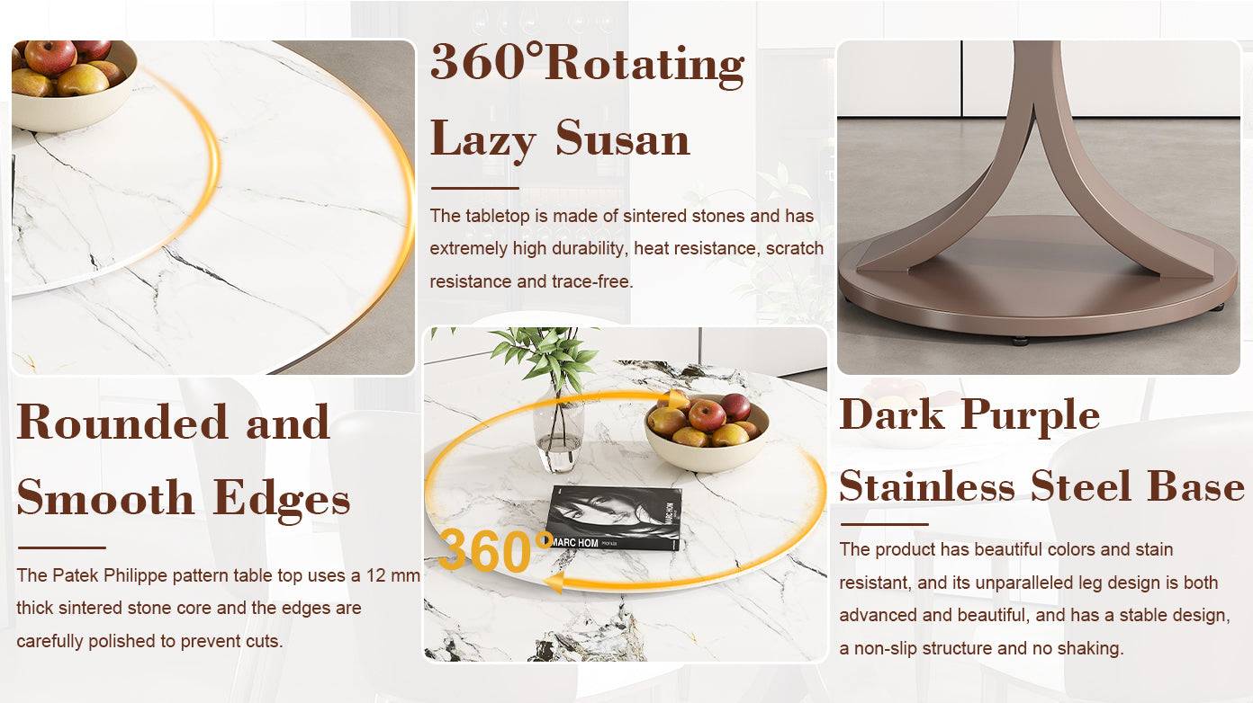 Lazy Susan with text describing features and design