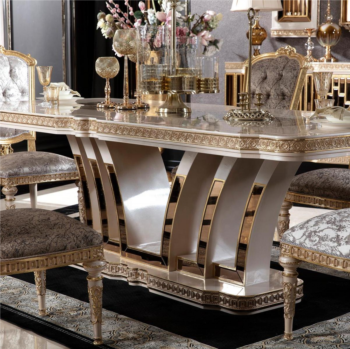Victorian European Gold Carved Dining Set
