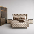 Rustic Tufted Wood LED Bedroom Set
