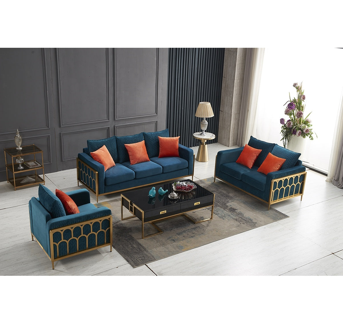 Modern Upholstered 3-Seater Tufted Sofa