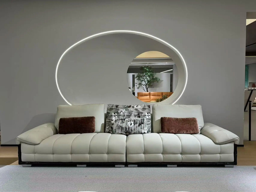Luxury Modular Sectional Sofa Set in rice white, customizable luxury modular sectional sofa with cloud cushioning.