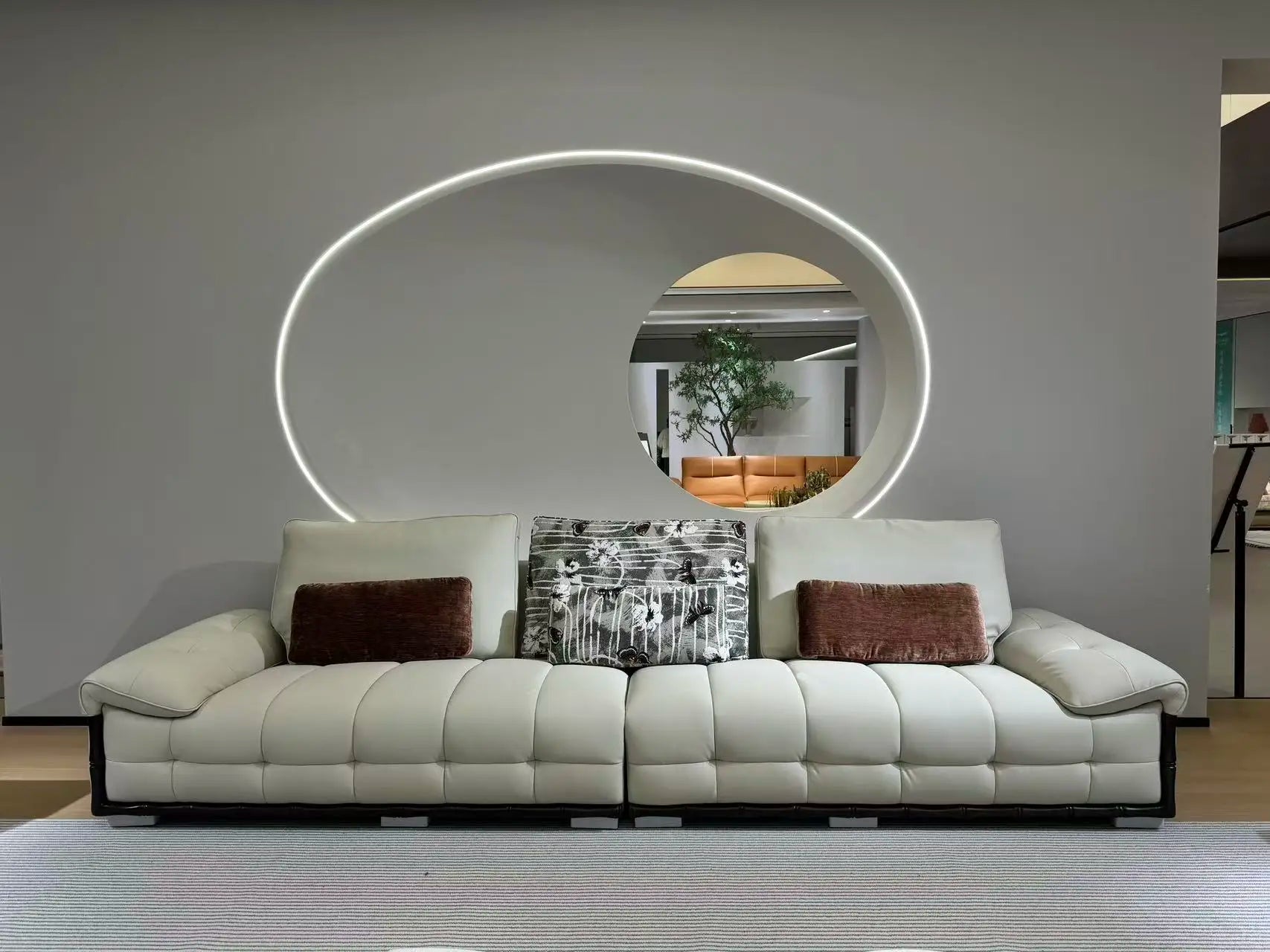 Luxury Modular Sectional Sofa Set in rice white, customizable luxury modular sectional sofa with cloud cushioning.
