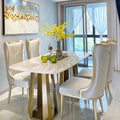 Gold Stainless Steel Marble Dining Table Set with 6 Chairs