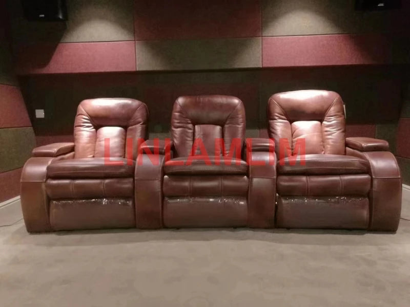MANBAS electric recliner theater Sofa BED functional genuine leather corner 3 seater