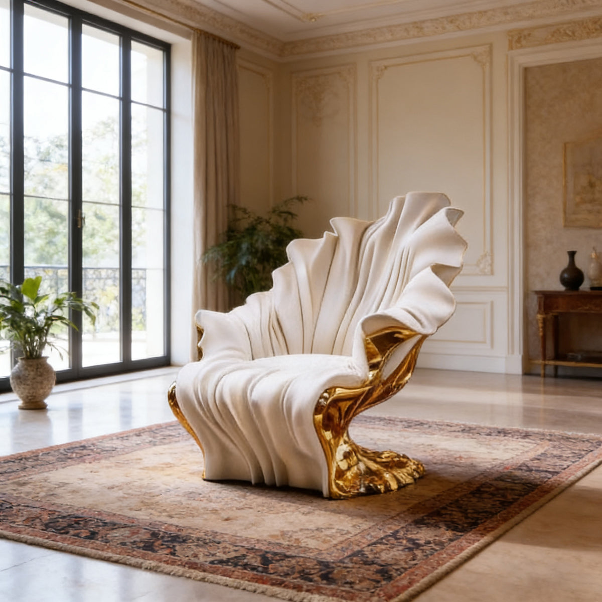 Sculpt Fiberglass Velvet Accent Chair