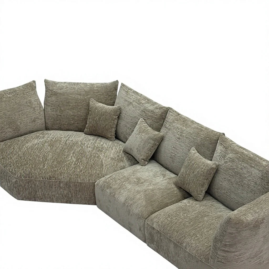 Italian Minimalist Wood Chenille Sofa