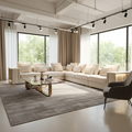 Modular L-Shaped Genuine Leather Sectional Sofa — Gold Trim Contemporary Luxury
