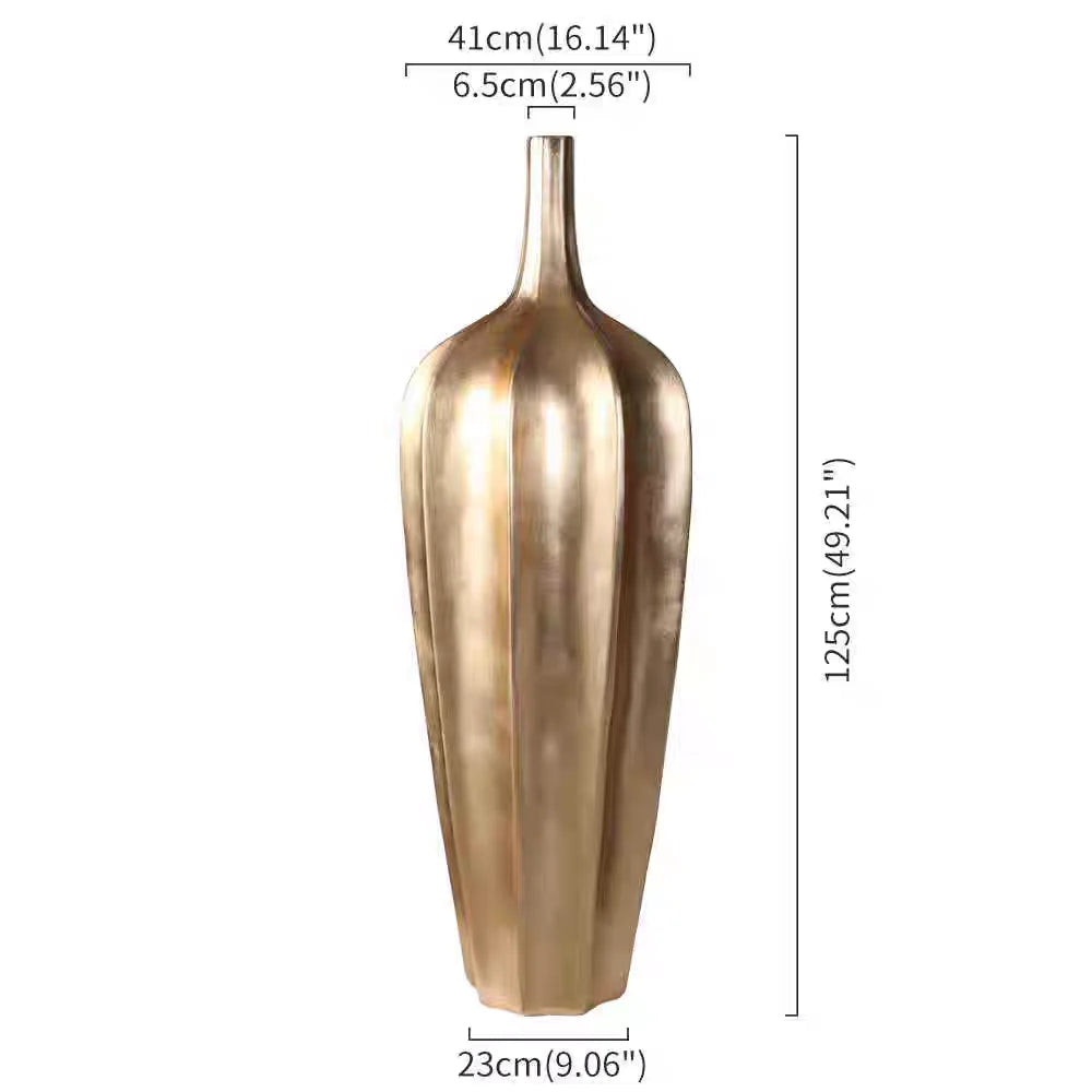 Gold Plated Decorative Vase — Oversized Modern Home Accent, 125cm