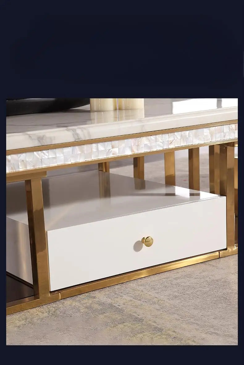 Marble & Stainless Steel TV Stand | Wall Mount Luxury Modern - view 3
