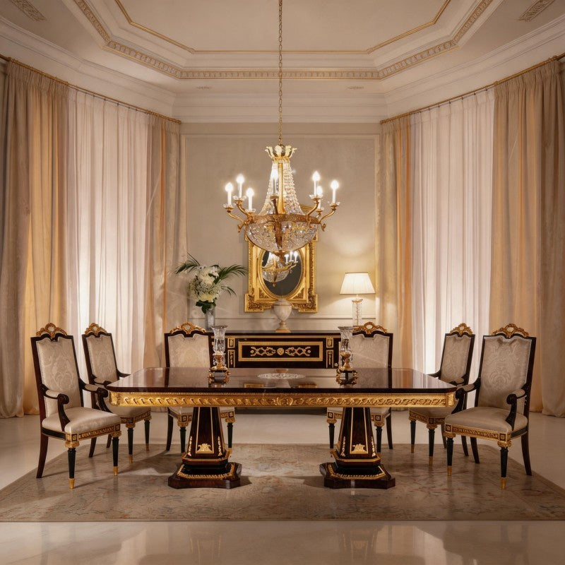 Elegant Classical Style Carved Dining Set