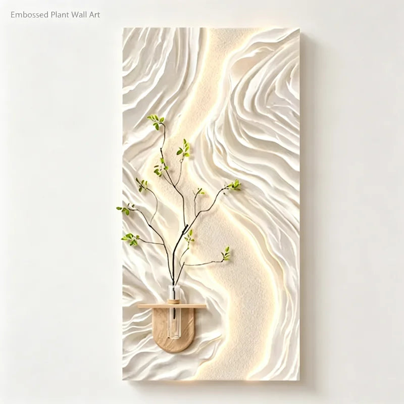LED abstract wall art shelf featuring textured design and integrated lighting, perfect for luxury interiors.