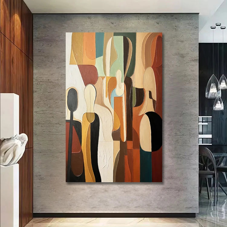 Large handmade textured abstract oil painting showcasing luxurious opulence and beautiful statement pieces.