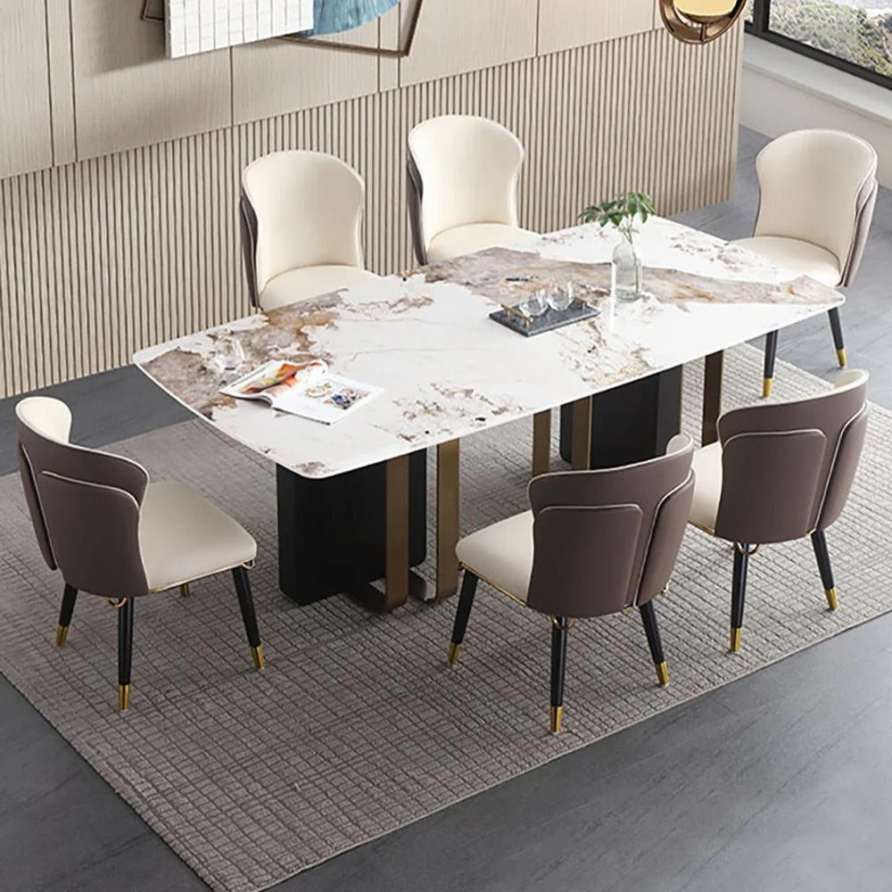 Modern Luxury Dining Room Dining Table Stainless Steel Legs Home