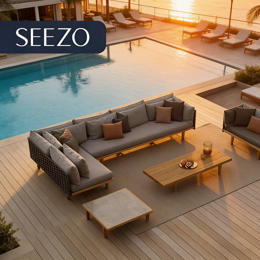 Luxury Solid Wood Outdoor Sofa with Cushions