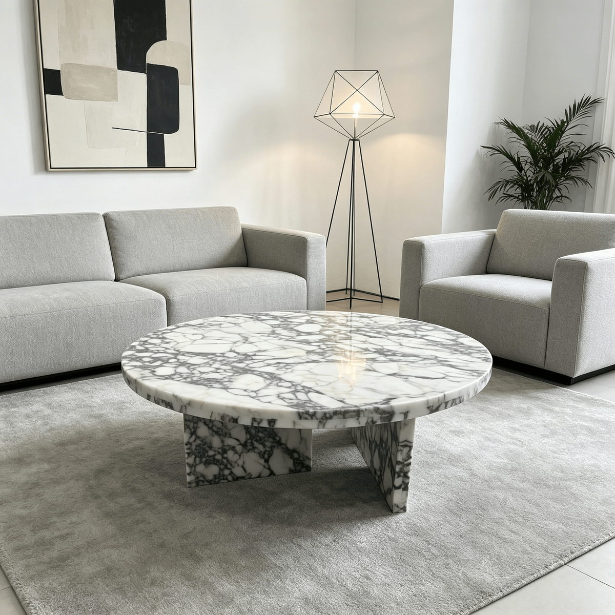 Calacatta Brushed Brass Side Table
