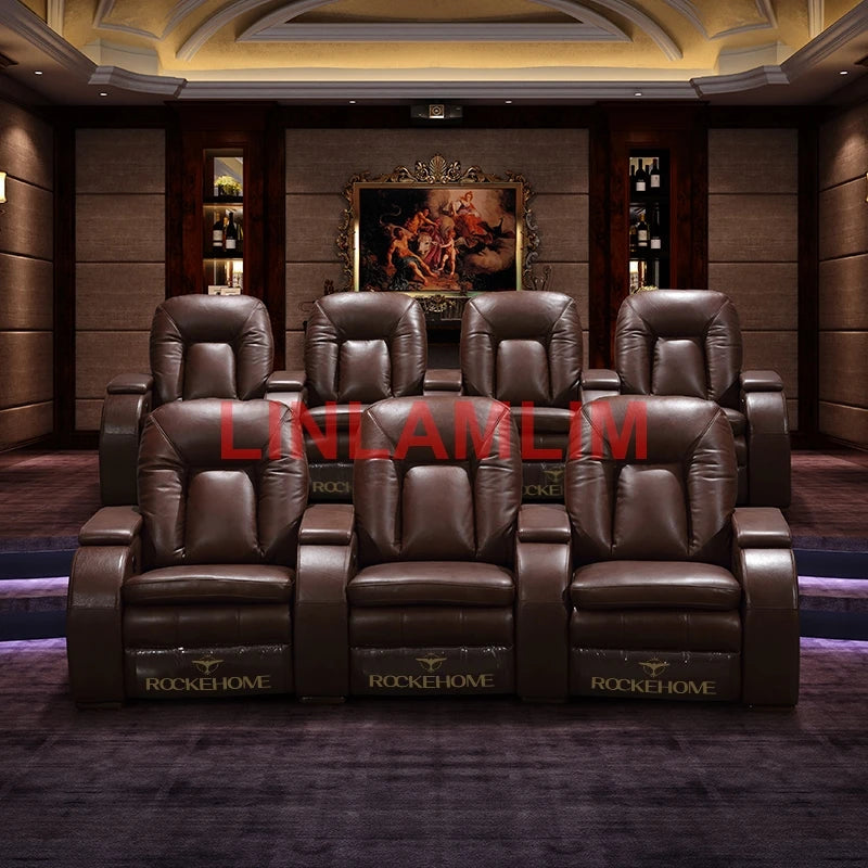 MANBAS electric recliner theater Sofa BED functional genuine leather corner 3 seater