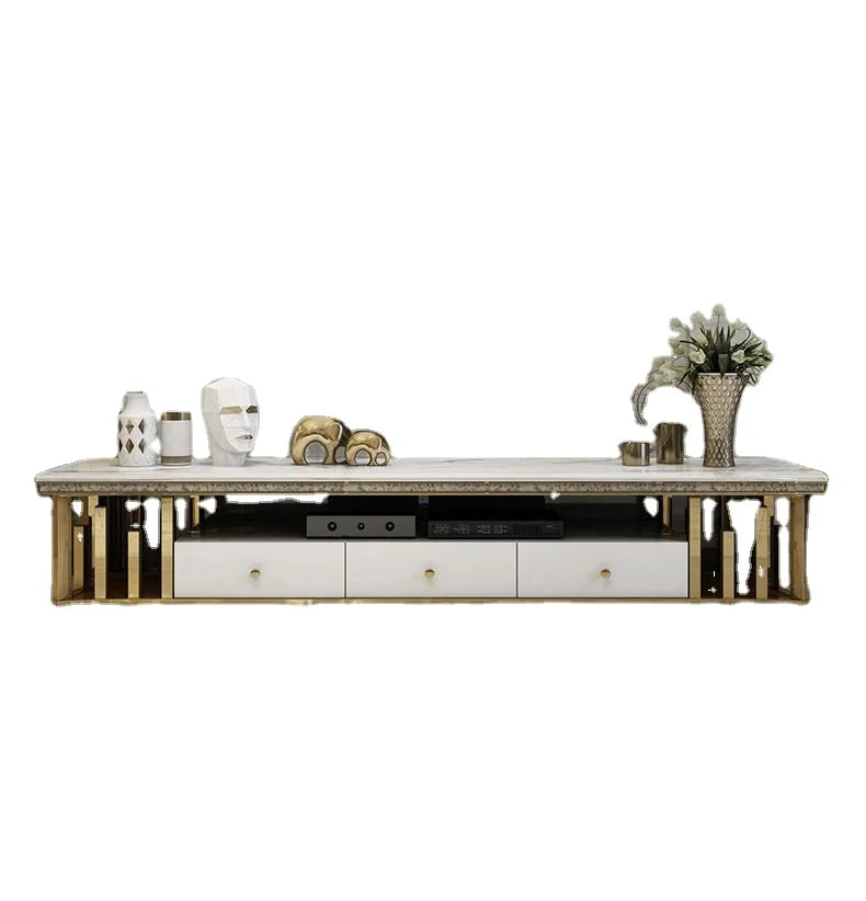 Marble & Stainless Steel TV Stand | Wall Mount Luxury Modern - view 2