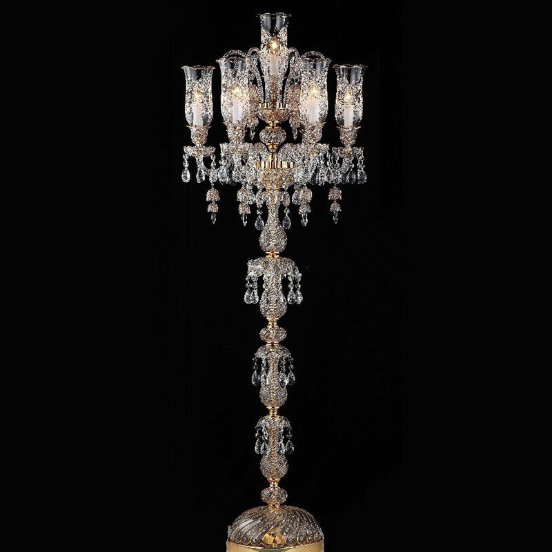 Luxury stand light for hotel lobby with crystal details and elegant design.