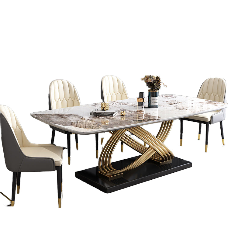 Marble Top Extendable Rectangular Dining Table Set