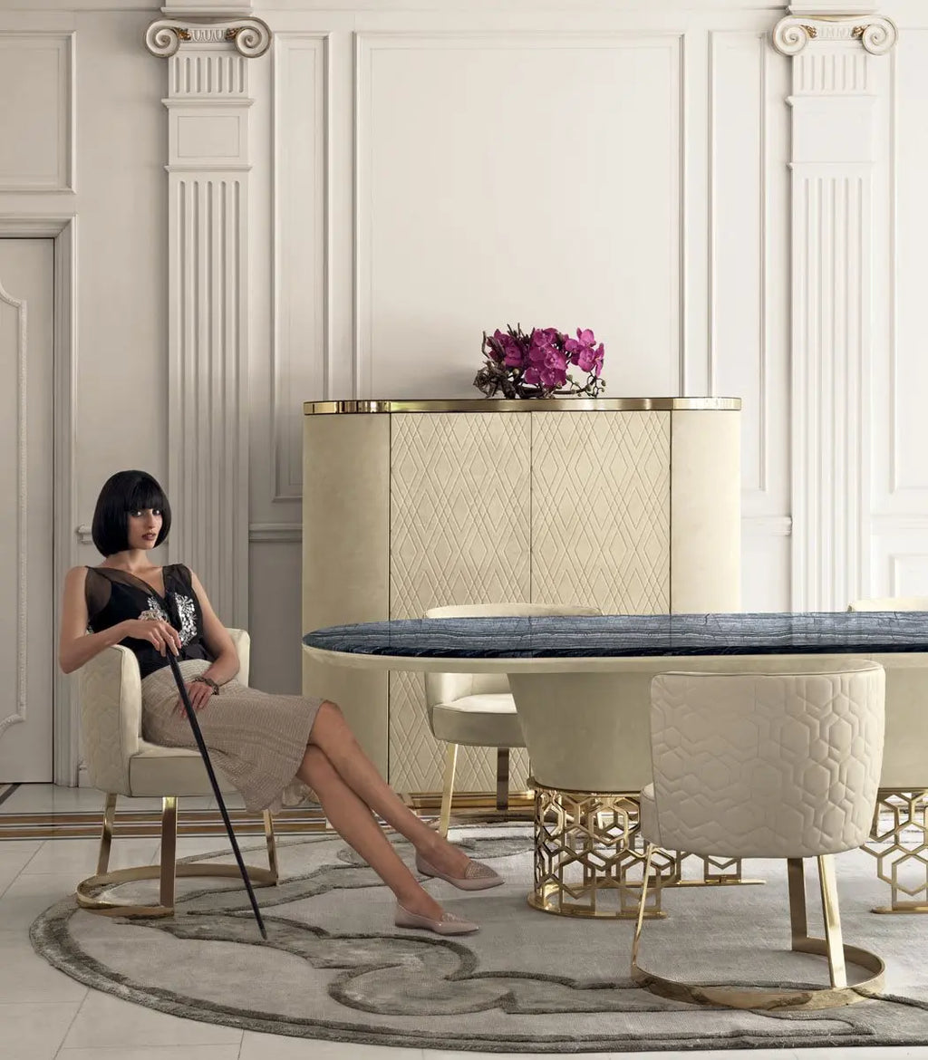 Extendable Marble Top Dining Table Set — Seats 6 to 12