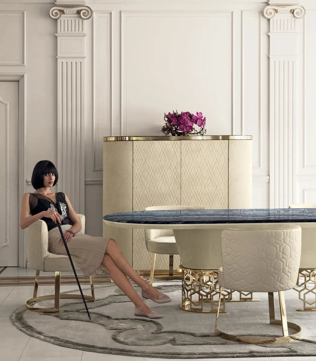 Extendable Marble Top Dining Table Set — Seats 6 to 12