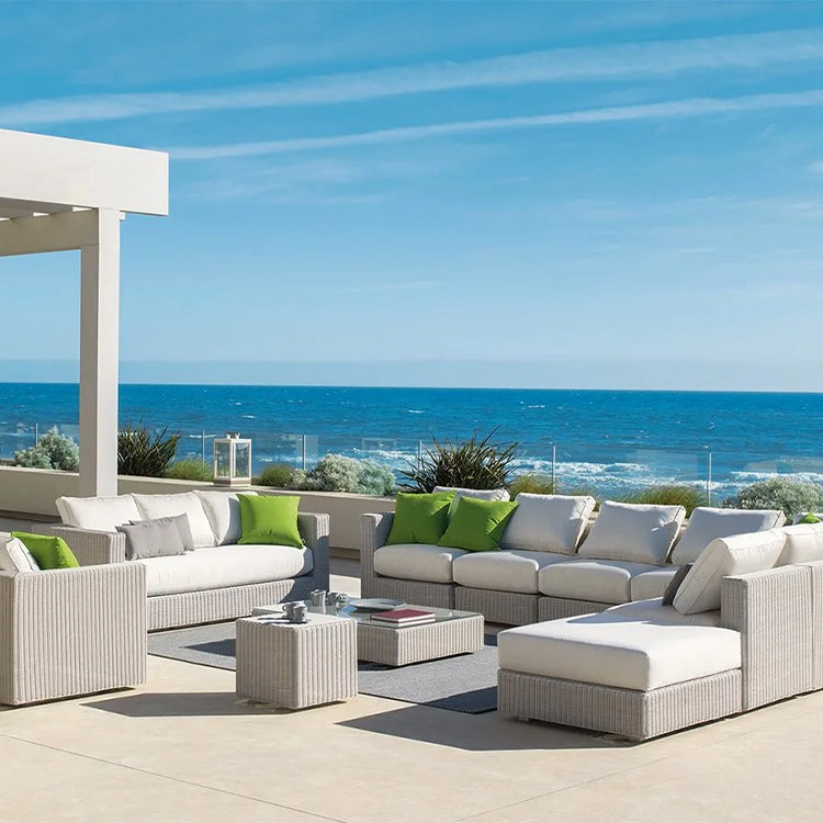 Luxury Rattan Patio Courtyard Villa Sectional Sofa Set