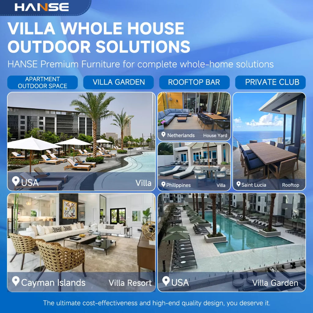 Luxury Outdoor Sectional Sofa Set — Rattan, Teak & Fire Pit