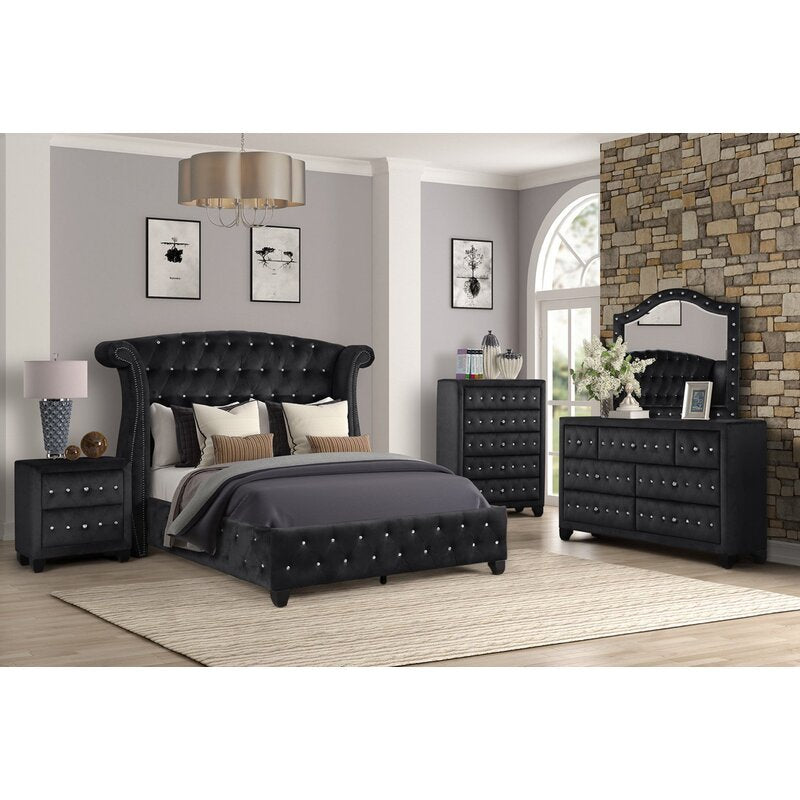 Majestic Velvet Upholstered King Double Bed