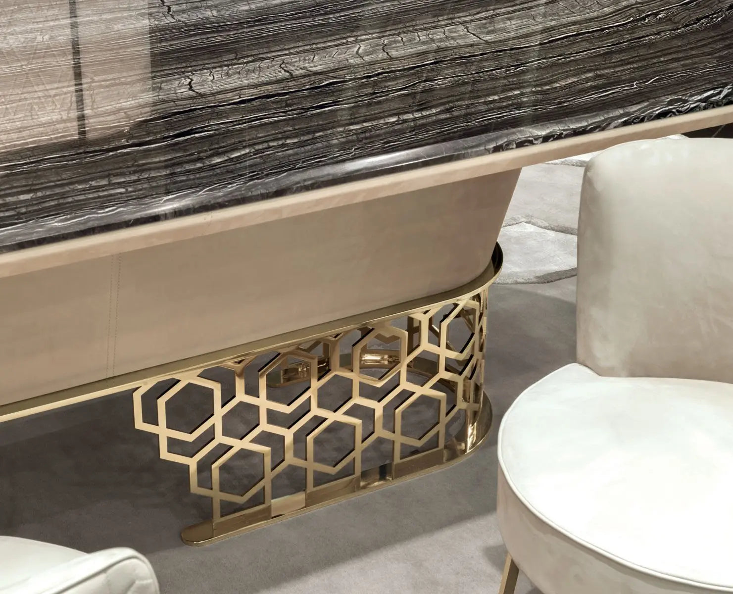 Extendable Marble Top Dining Table Set — Seats 6 to 12